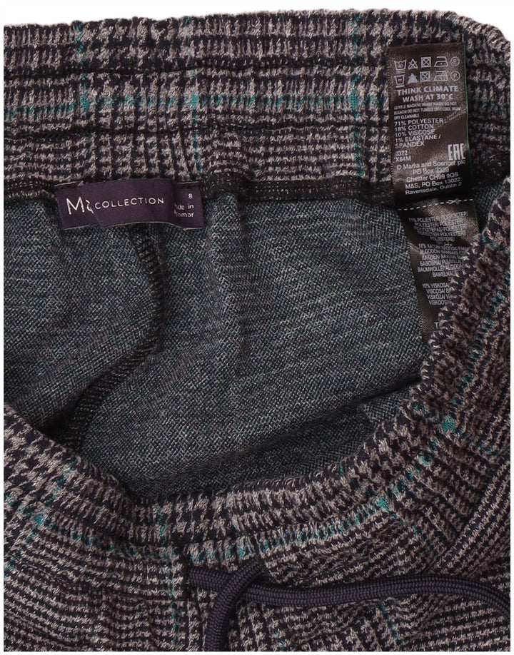 MARKS & SPENCER Pantaloni de trening pentru femei UK 8 Small Gri Houndstooth
