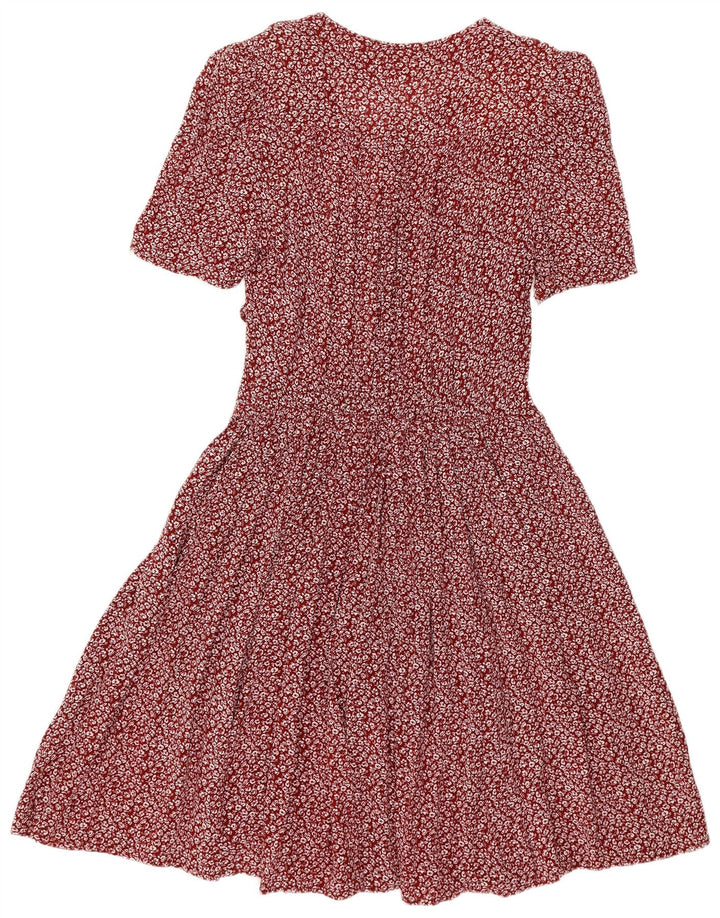 Rochie Empire pentru femei VINTAGE UK 14 mare Burgundy Floral