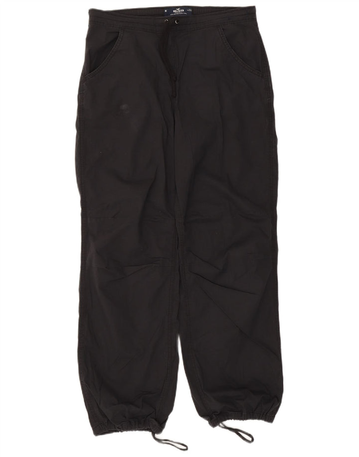 Pantaloni de trening Hollister pentru femei Joggeri bumbac mediu negru