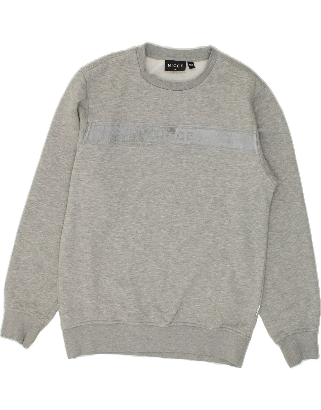 NICCE Mens Graphic Sweatshirt Jumper Medium Grey Cotton Vintage Nicce and Second-Hand Nicce from Messina Hembry 