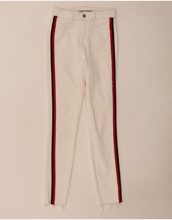 Blugi Skinny Trafaluc pentru Damă Zara EU 36 XS W26 L28 Alb Dungi