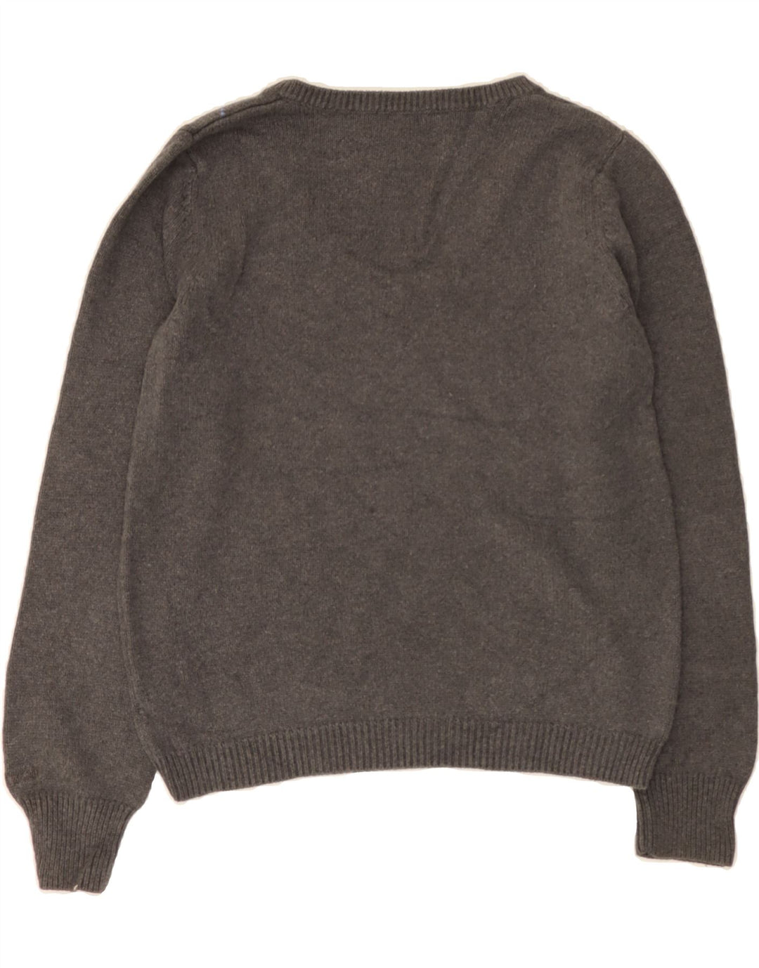 IZOD Womens V-Neck Jumper Sweater UK 14 Medium Grey Argyle/Diamond Cotton Vintage Izod and Second-Hand Izod from Messina Hembry 