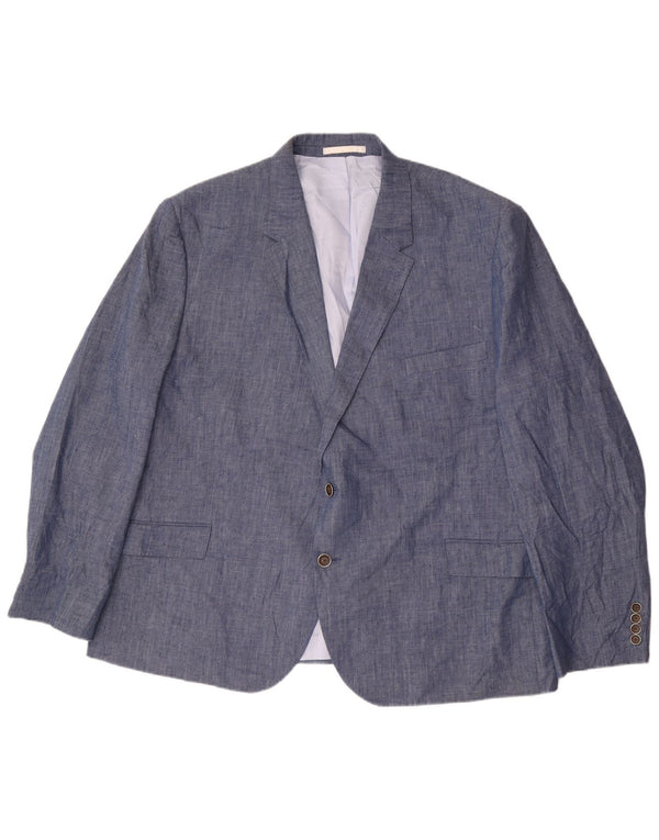Jachetă pentru bărbați Marks & Spencer, cu 2 nasturi, UK 54 7XL Blue Linen Classic