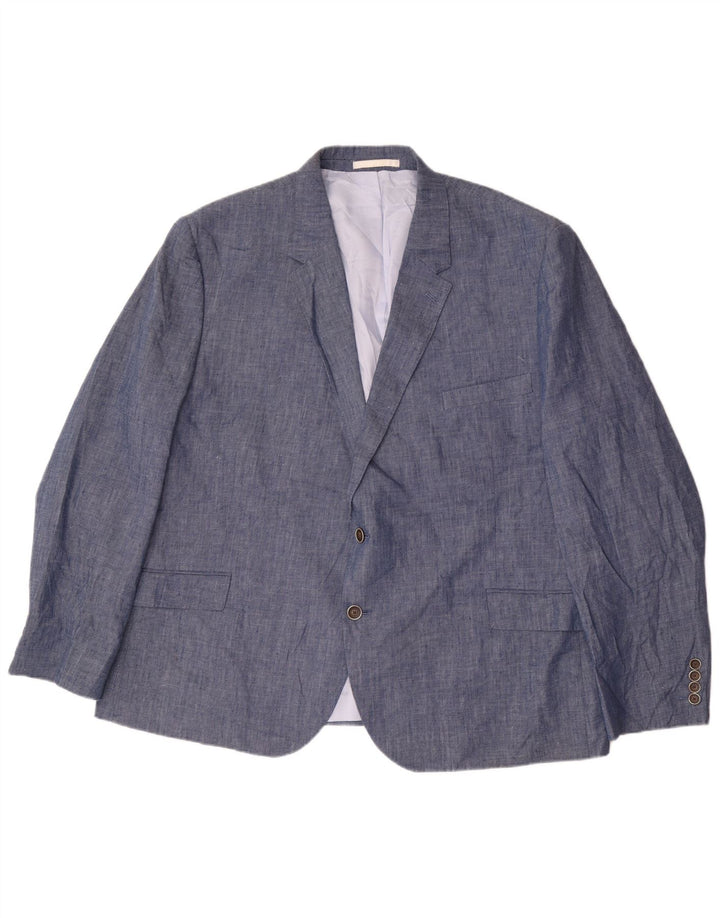Jachetă pentru bărbați Marks & Spencer, cu 2 nasturi, UK 54 7XL Blue Linen Classic