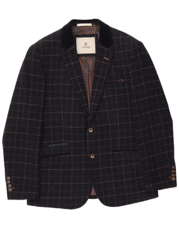 Costum pentru bărbați Cavani, 2 nasturi, 2 piese UK 40 mare W38 L32 bleumarin, carouri