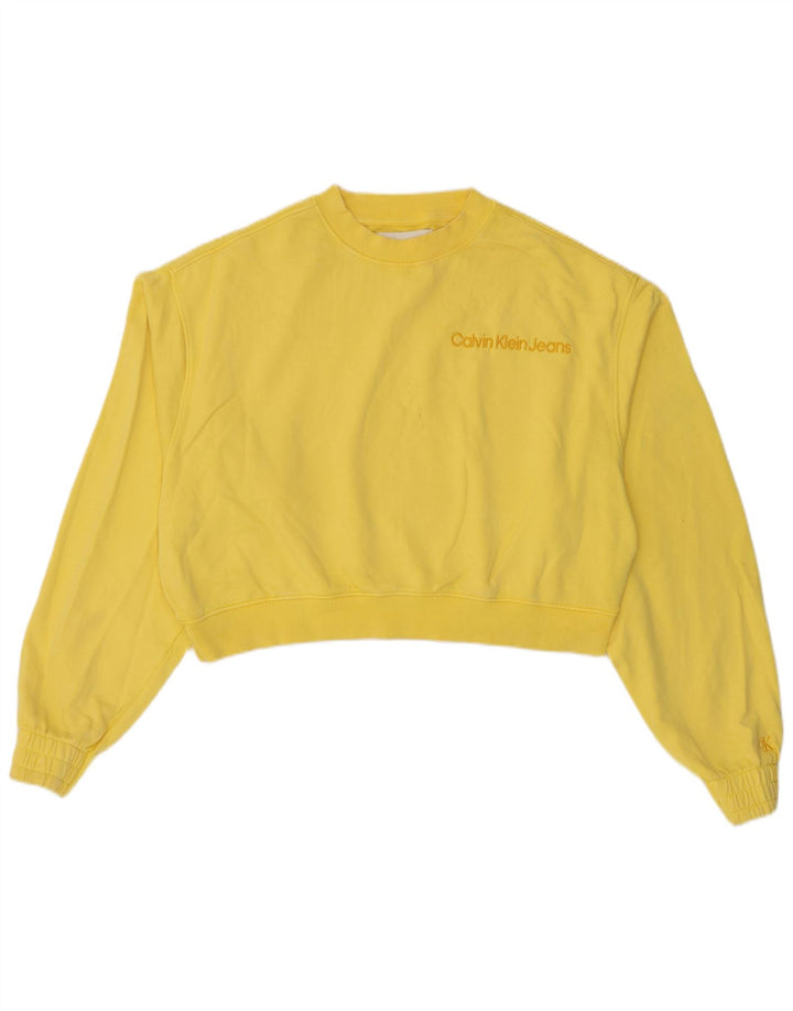 Calvin Klein Jeans Pulover supradimensionat pentru femei UK 16 Large Yellow