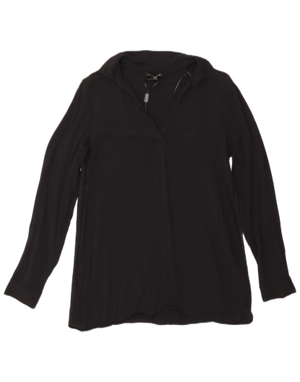 Bluză cu mânecă lungă pentru femei Massimo Dutti Top UK 10 Small Black Viscose