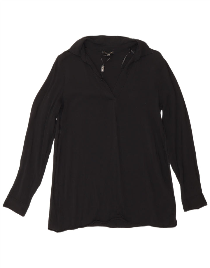Bluză cu mânecă lungă pentru femei Massimo Dutti Top UK 10 Small Black Viscose