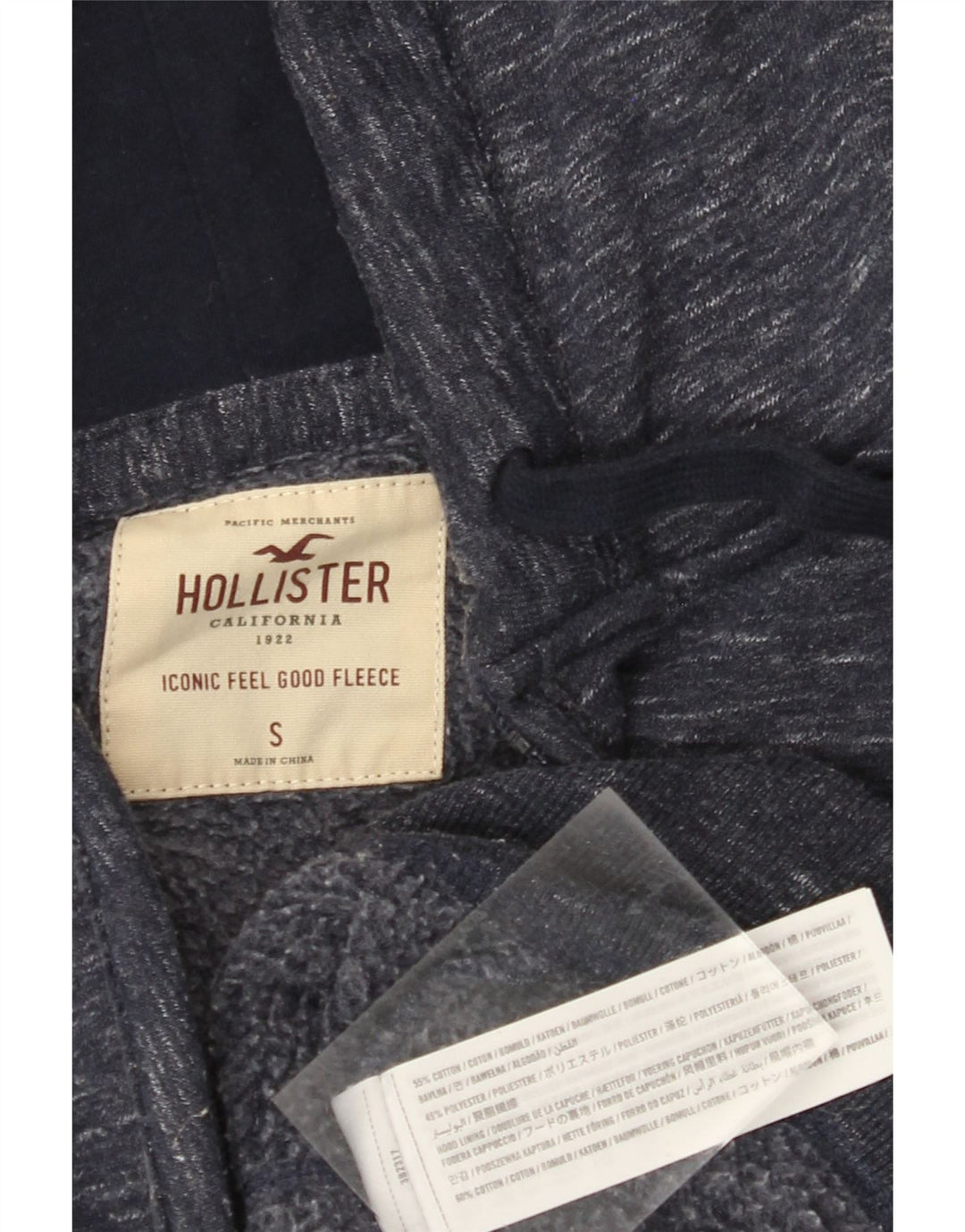 Pulover HOLLISTER pentru bărbați, cu fermoar, bumbac cu pete, albastru marine