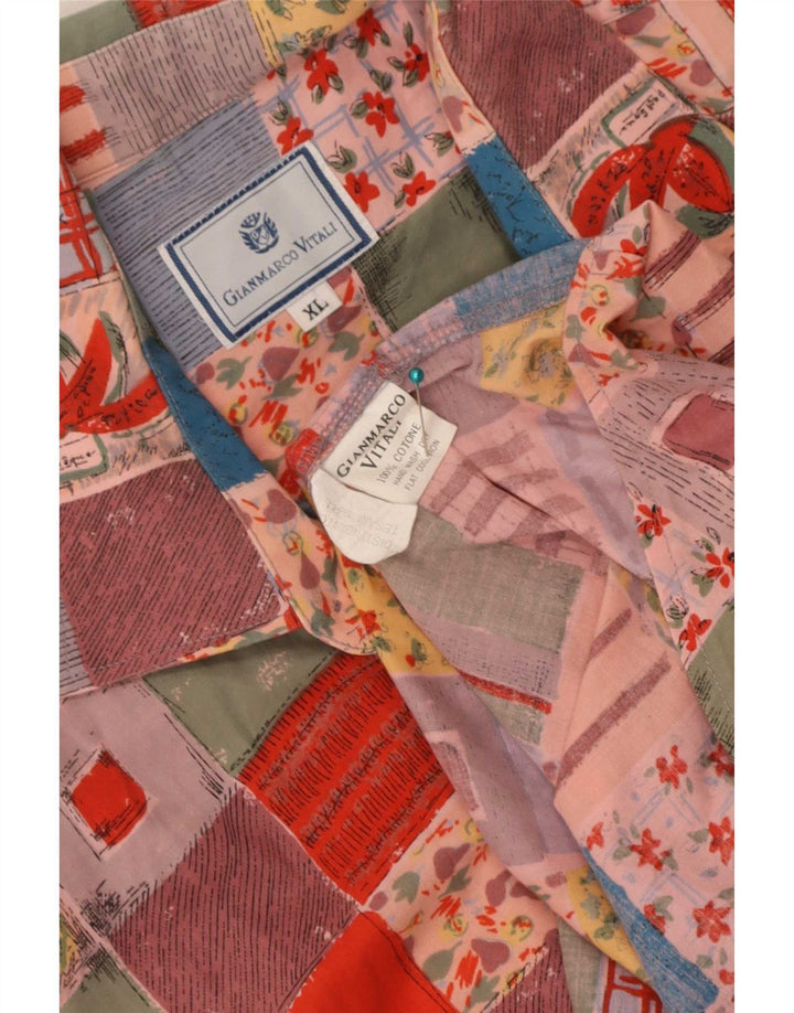 Cămașă vintage pentru bărbați cu mânecă scurtă, bumbac mozaic multicolor XL