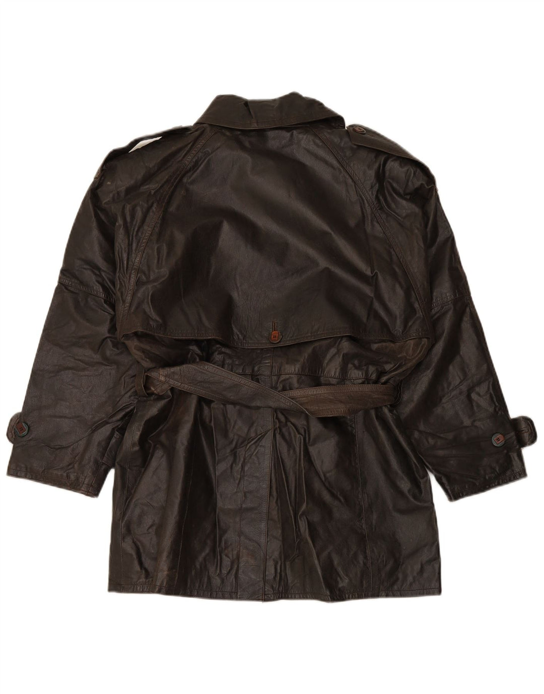 VINTAGE Palton din piele dublu pentru femei EU 38, maro mediu, piele