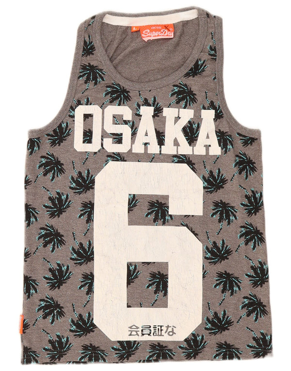 Top cu vestă grafică Osaka Superdry pentru bărbați, mare, gri, floral, sport