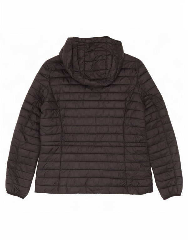 Jachetă căptușită cu glugă Massimo Dutti pentru femei UK 12 Medium Black Nylon