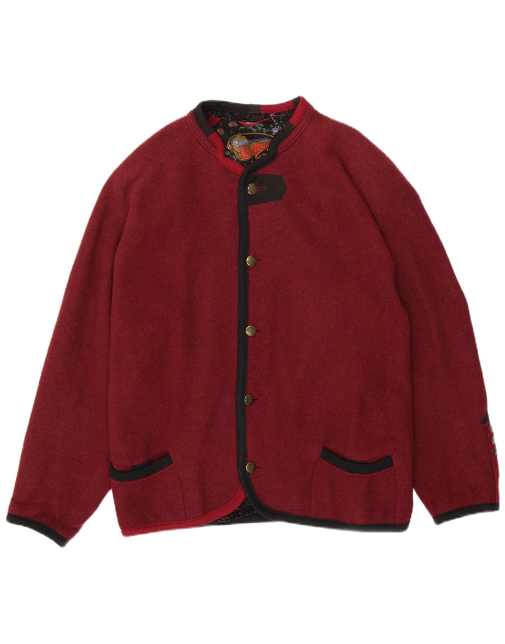 Jachetă vintage pentru bărbați cu 5 nasturi, UK 40, lână burgundy mare