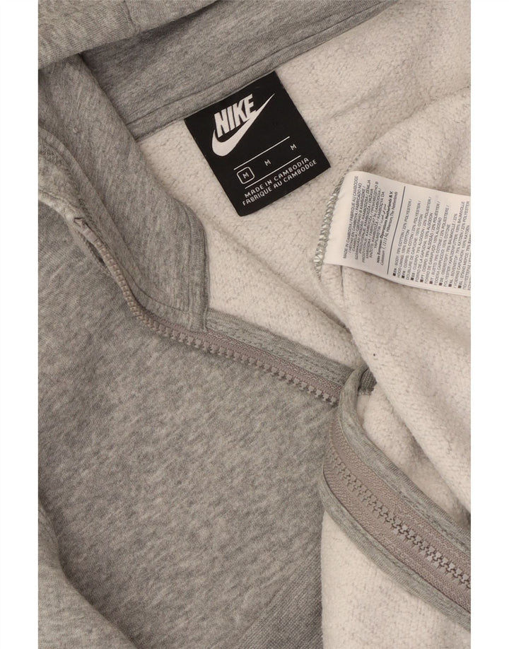 Pulover Nike pentru bărbați, cu glugă, cu fermoar, bumbac, gri mediu