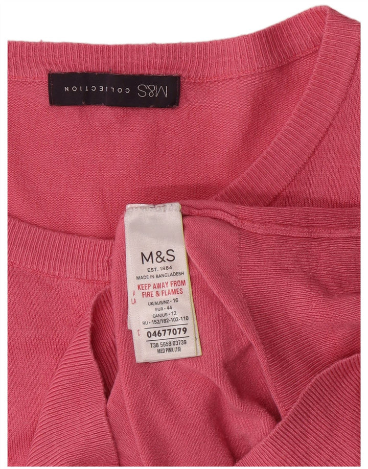Pulover cardigan pentru femei Marks & Spencer UK 16 mare, roz, viscoză, clasic