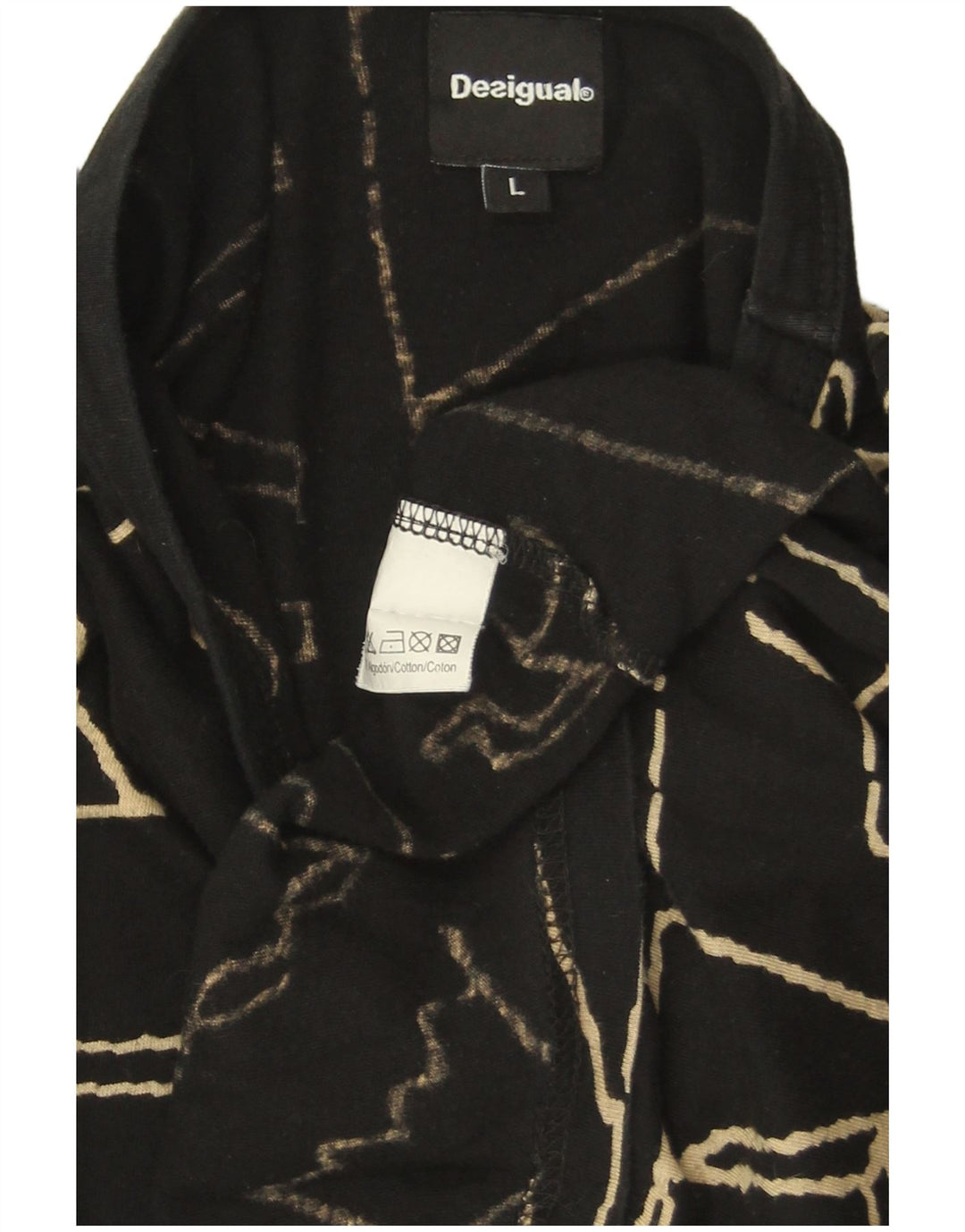 DESIGUAL Top grafic supradimensionat pentru femei cu mânecă lungă UK 16, mare, negru, bumbac