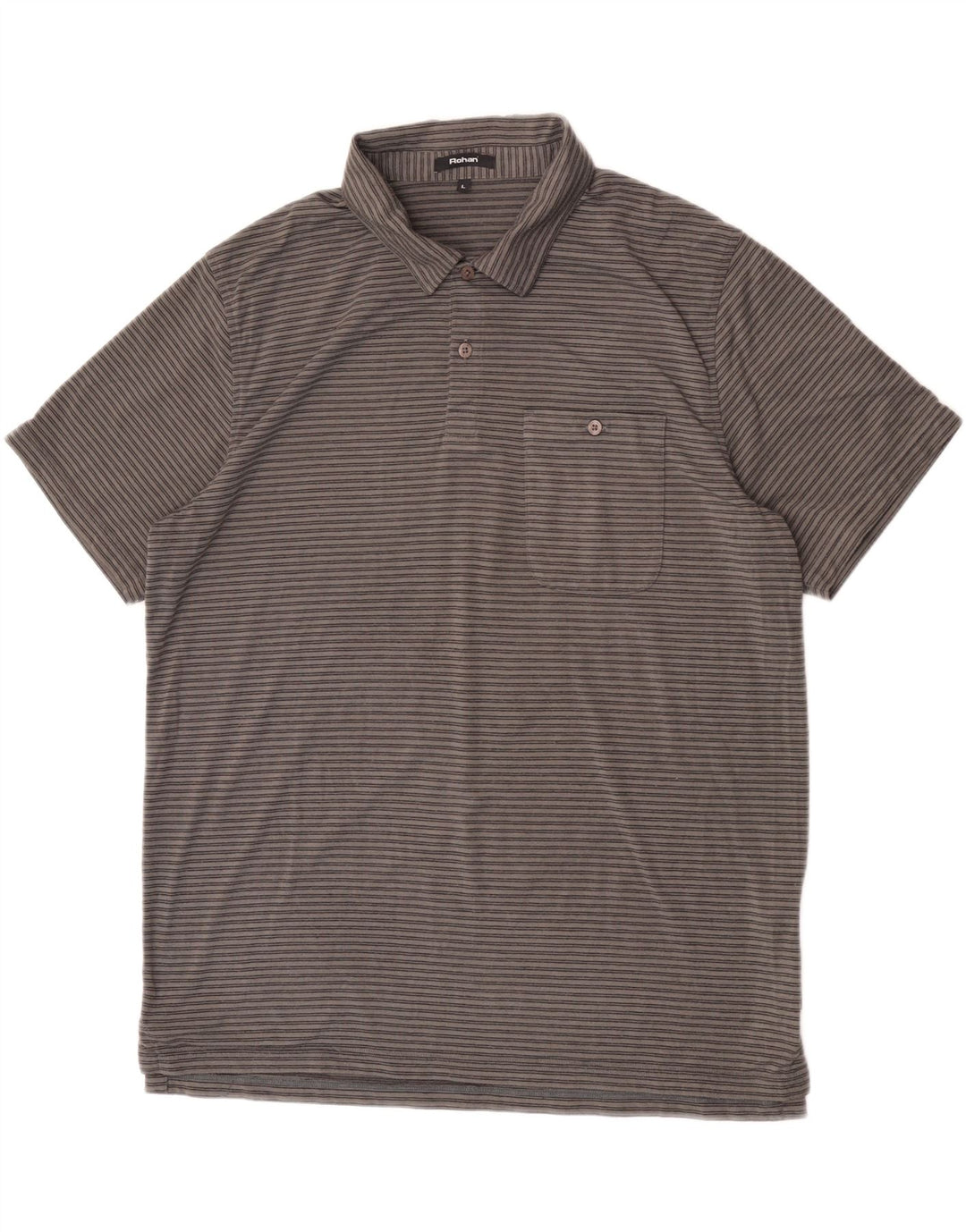 Tricou polo pentru bărbați Rohan, mare, gri poliester cu dungi