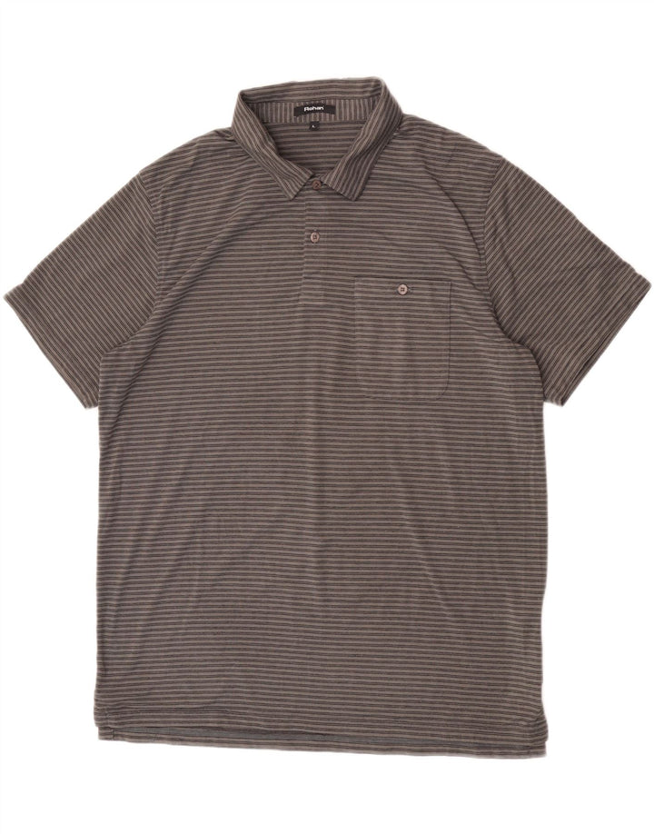 Tricou polo pentru bărbați Rohan, mare, gri poliester cu dungi