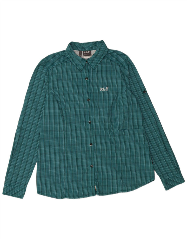 Cămașă Jack Wolfskin pentru femei Slim Fit UK 18 XL Poliamidă cu carouri verde