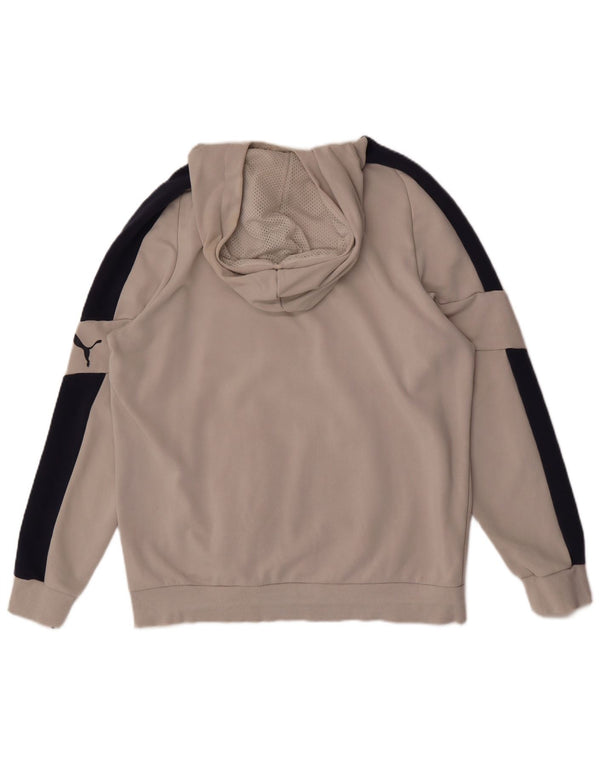 Pulover Puma pentru bărbați, cu capota, mare, gri, color bloc, bumbac