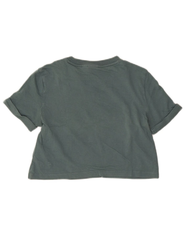 Tricou Crop pentru femei Adidas UK 8 Small Green Bumbac