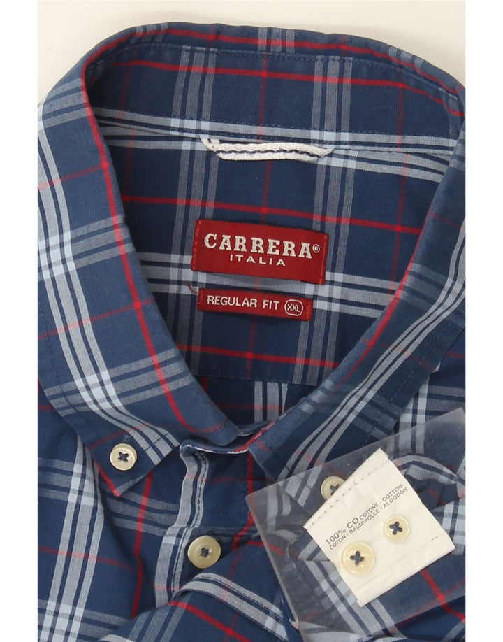 Cămașă pentru bărbați Carrera cu mânecă scurtă, cu ajustare normală, 2XL, bumbac cu carouri albastre