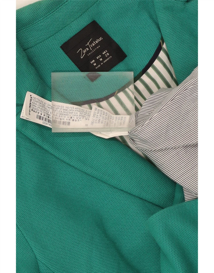 Jachetă Zara pentru femei Crop 2 Button Blazer UK 12 Bumbac verde mediu