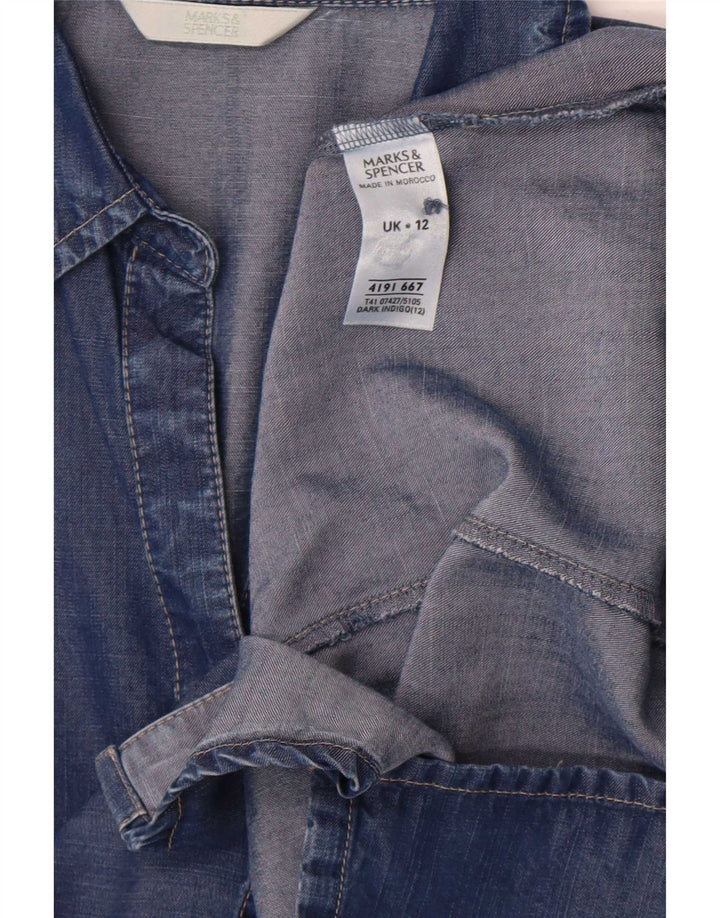 Cămașă din denim pentru femei Marks & Spencer cu mâneci 3/4 UK 12 Medium Blue Lyocell