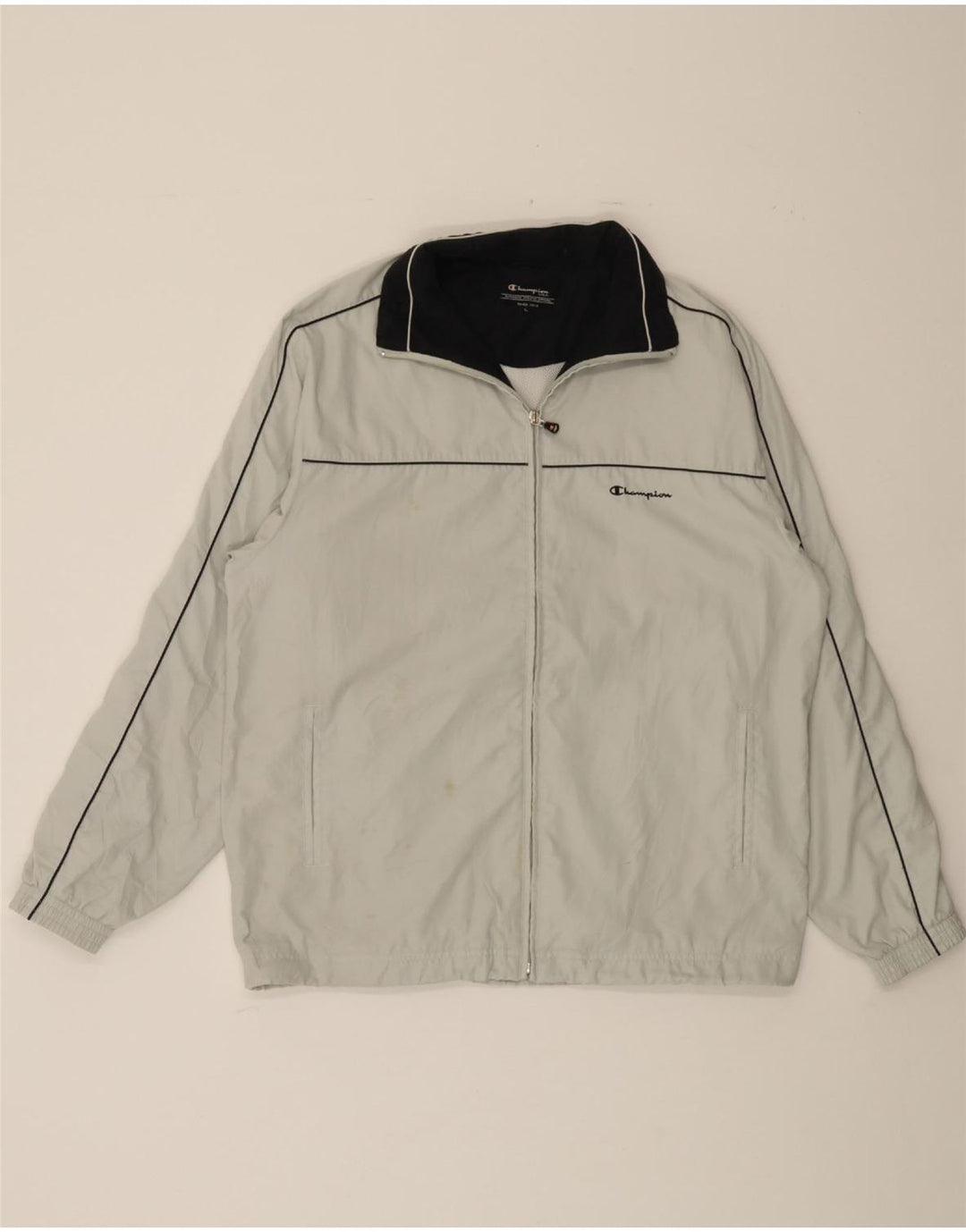 CHAMPION Mens Tracksuit Top Jacket Large Off White Polyester Vintage Champion and Second-Hand Champion from Messina Hembry 