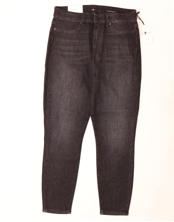 7 For All Mankind Blugi subțiri cu talie înaltă pentru femei L32 L26 bumbac negru