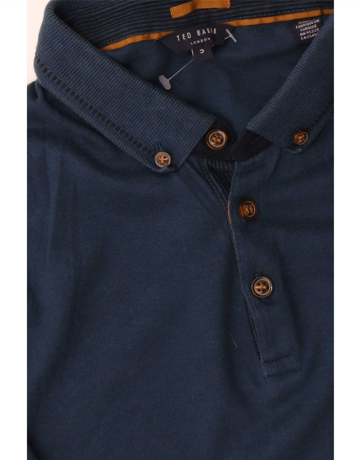 Tricou polo pentru bărbați Ted Baker cu mânecă lungă, mărime 3, bumbac, albastru bleumarin mediu