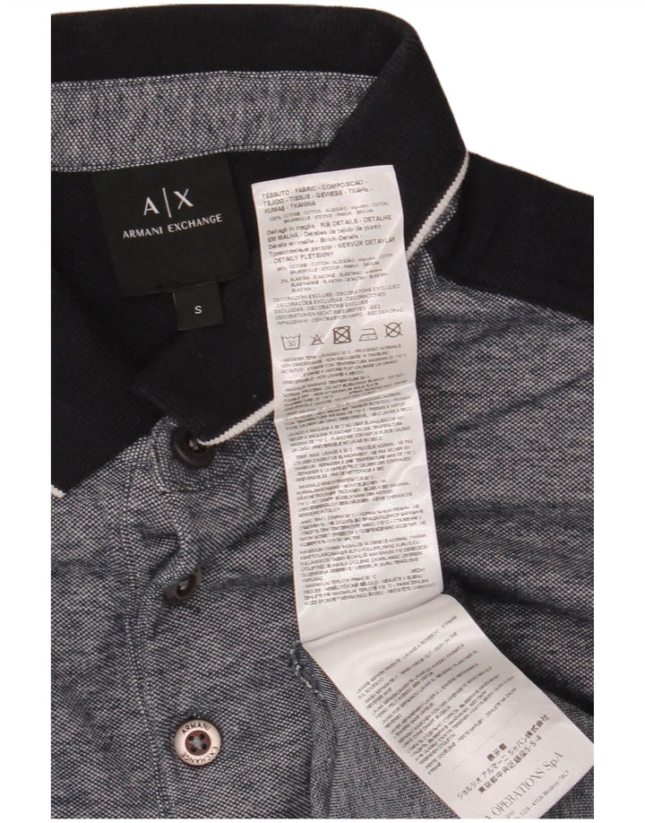 ARMANI EXCHANGE Cămașă polo pentru bărbați, bumbac color bloc, gri mic