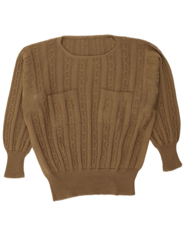 Pulover vintage pentru femei cu gât de barcă UK 18 XL kaki