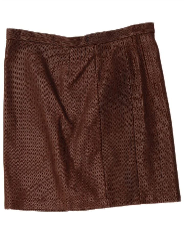 Fusta de piele vintage pentru femei W34 mare maro Herringbone