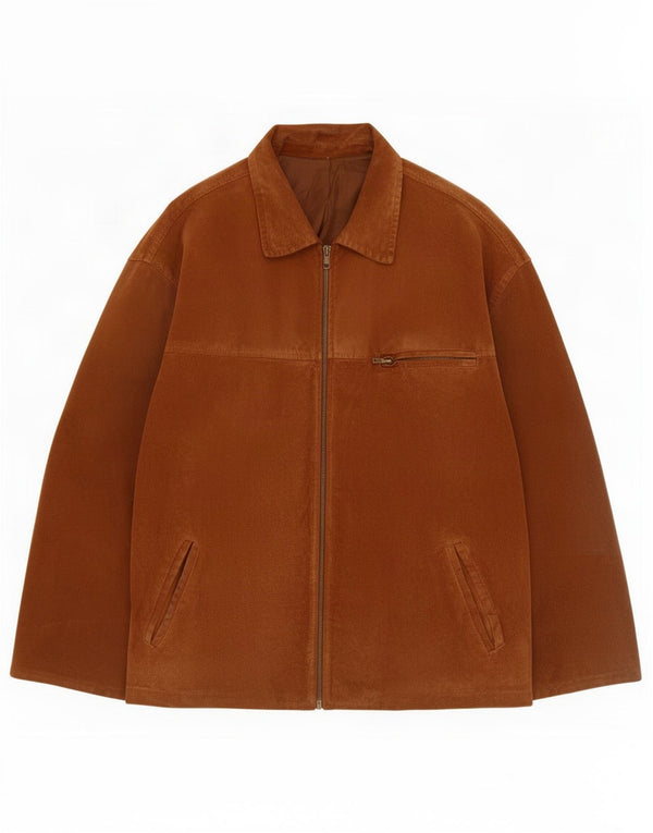 Jachetă vintage pentru bărbați din piele intoarsa UK 42 XL din piele maro