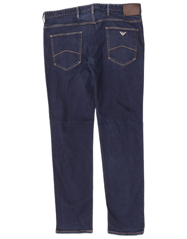 Blugi drepti pentru bărbați Emporio Armani Slim Fit L34 L30 Bumbac bleumarin