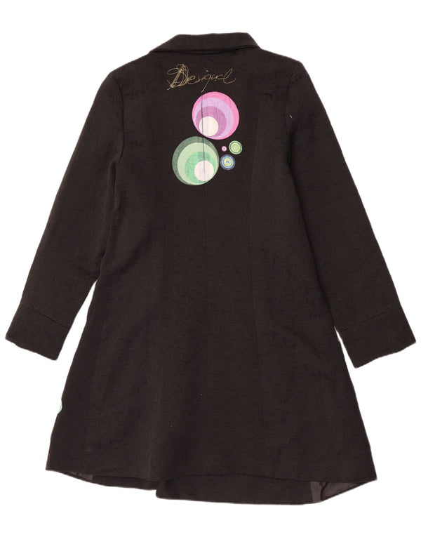 Pardesiu grafic pentru femei Desigual EU 44 XL poliester geometric negru