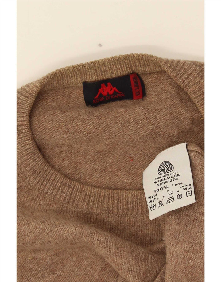Pulover pentru bărbați Kappa cu gât crew, 2XL, bej, lână
