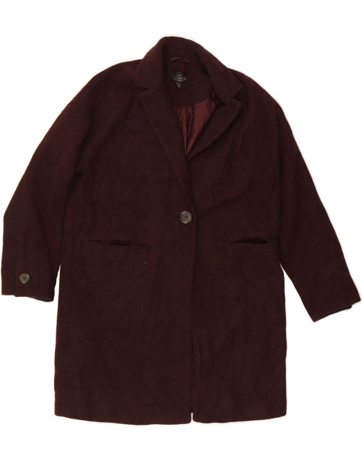 TOPSHOP Womens Overcoat UK 8 Small Burgundy Polyester Vintage Topshop and Second-Hand Topshop from Messina Hembry 