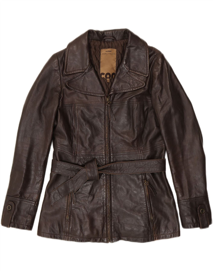 CONBIPEL Womens Leather Jacket IT 42 Medium Brown Leather
