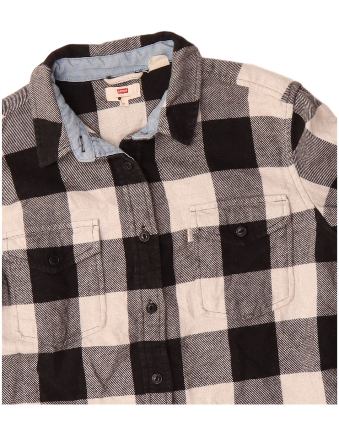 Cămașă de flanel supradimensionată Levi's pentru femei UK 10, bumbac cu carouri mici, negru