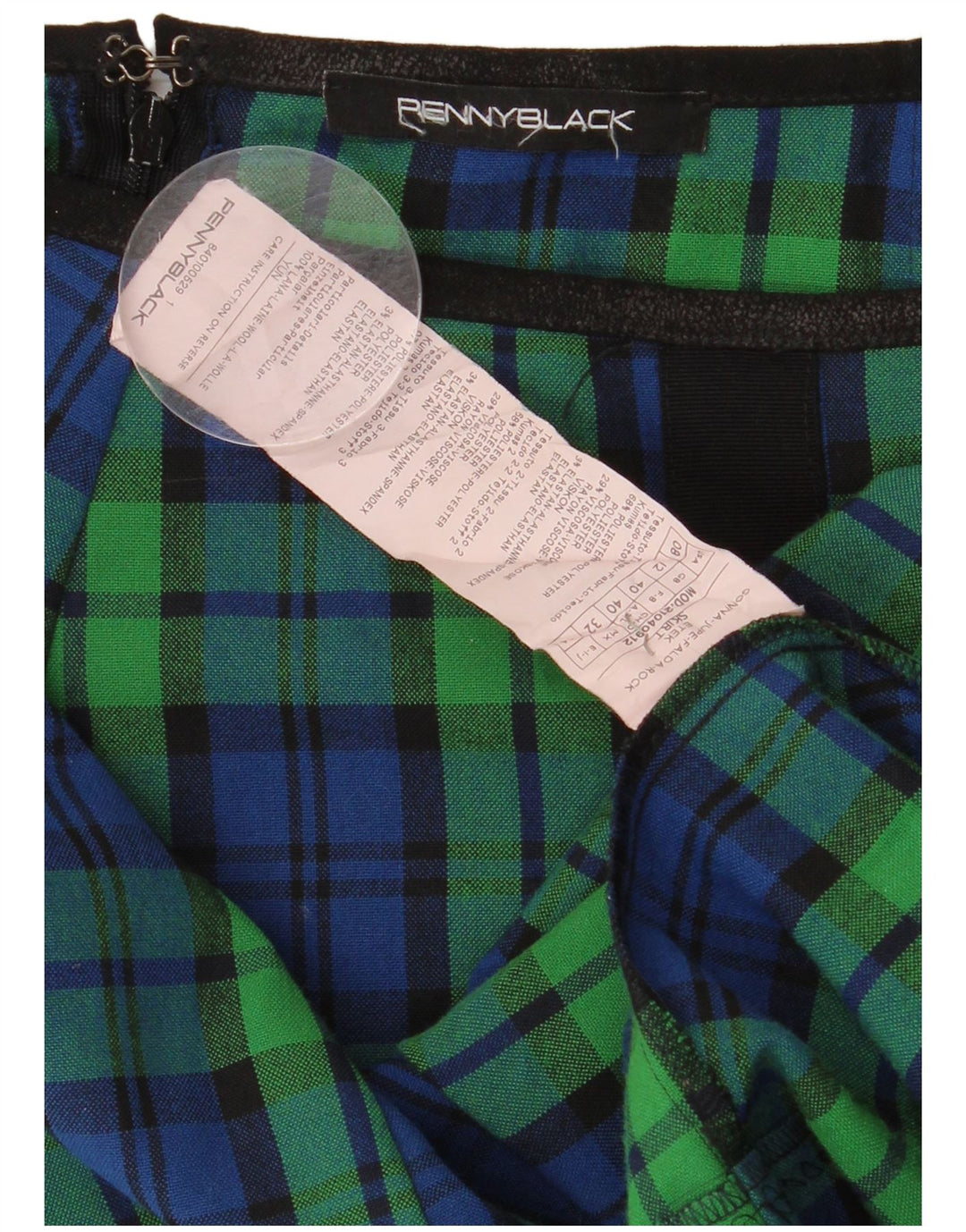 Fusta A-Line plisată pentru femei Penny Black UK 12 Medium W30 Green Check