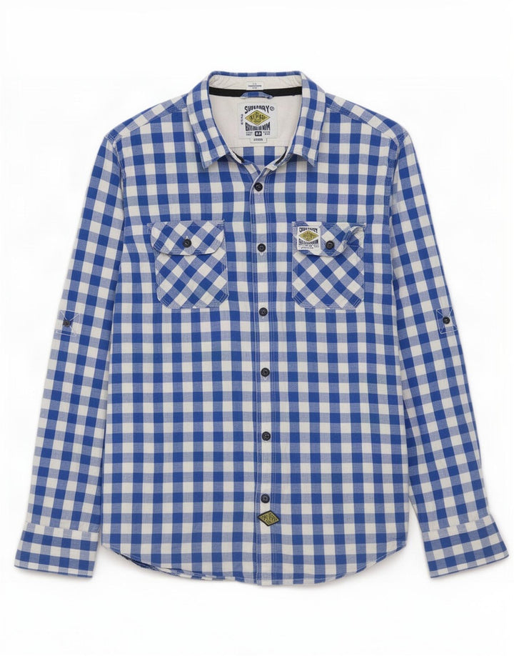 Cămașă Superdry pentru bărbați, mare, albastru, din bumbac