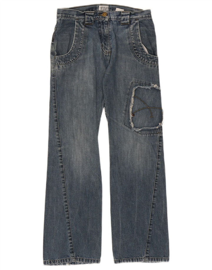 Blugi Loose Fete Armani Junior 10-11 Ani W26 L28 Albastru Patchwork