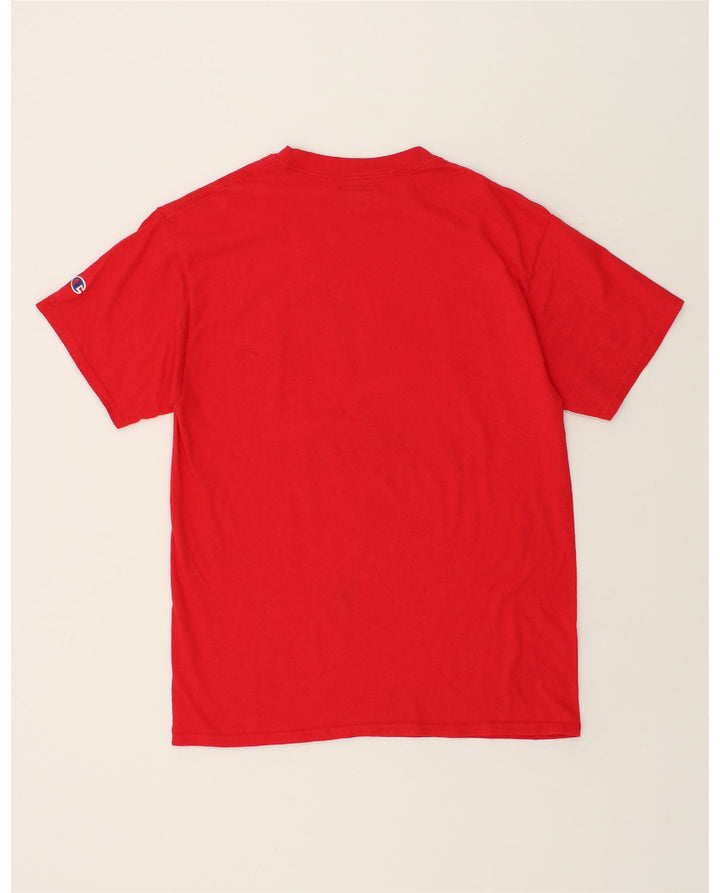 CHAMPION Mens Graphic T-Shirt Top Medium Red Cotton Vintage Champion and Second-Hand Champion from Messina Hembry 