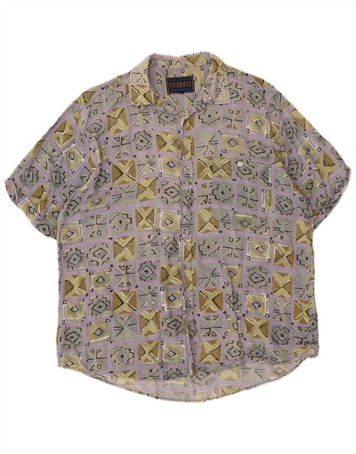 Cămașă cu mânecă scurtă pentru bărbați VINTAGE XL, multicoloră, geometrică, viscoză
