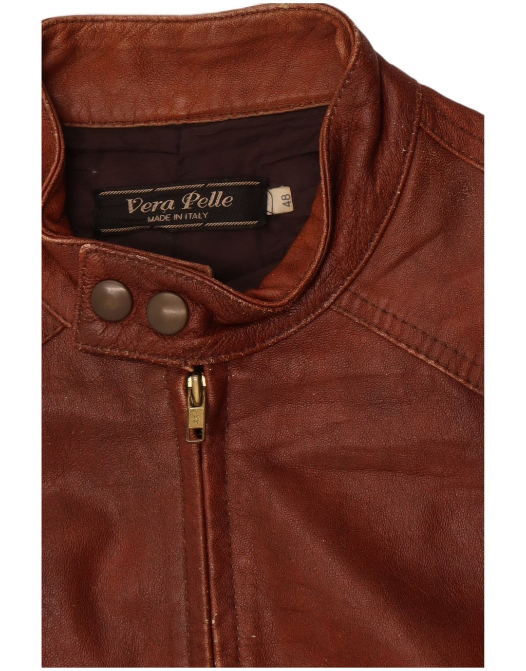 Jachetă din piele vintage pentru femei IT 48 XL din piele maro