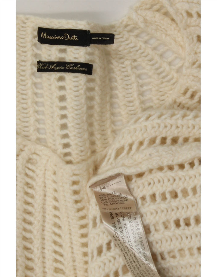 Pulover pentru femei Massimo Dutti cu gât de barcă UK 16 Lână mare bej