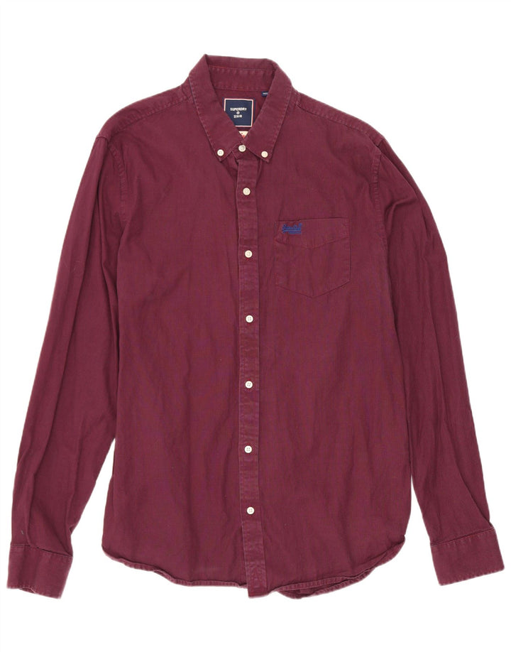 Cămașă pentru bărbați Superdry din bumbac cu picior de găină burgundy mare